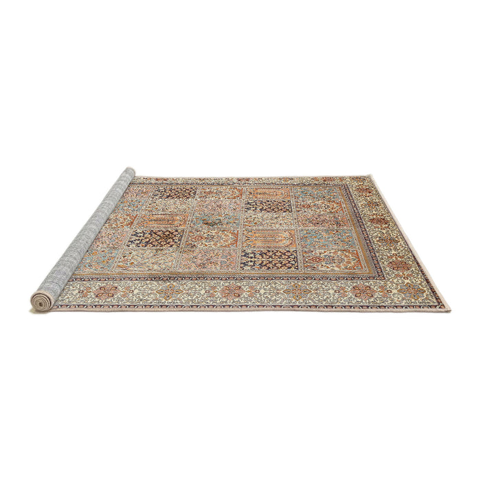 Sideview of Machine Washable Traditional Brown Rug, wshtr996