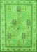 Serging Thickness of Machine Washable Persian Green Traditional Area Rugs, wshtr996grn