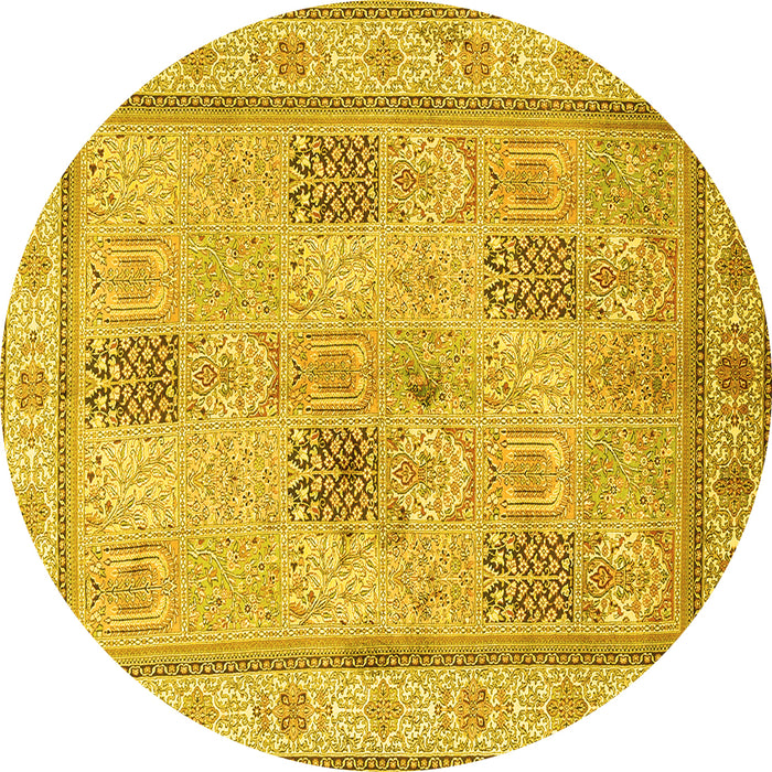 Round Persian Yellow Traditional Rug, tr996yw