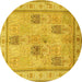 Round Machine Washable Persian Yellow Traditional Rug, wshtr996yw