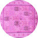 Round Machine Washable Persian Pink Traditional Rug, wshtr996pnk