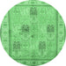 Round Machine Washable Persian Emerald Green Traditional Area Rugs, wshtr996emgrn