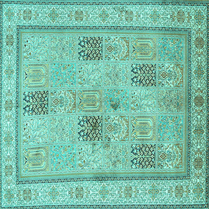 Square Machine Washable Persian Turquoise Traditional Area Rugs, wshtr996turq
