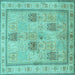 Square Machine Washable Persian Turquoise Traditional Area Rugs, wshtr996turq