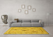 Machine Washable Persian Yellow Traditional Rug in a Living Room, wshtr996yw