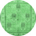 Round Persian Emerald Green Traditional Rug, tr996emgrn