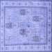 Square Machine Washable Persian Blue Traditional Rug, wshtr996blu