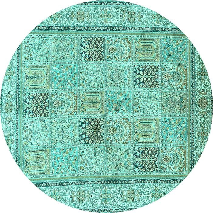 Round Persian Turquoise Traditional Rug, tr996turq