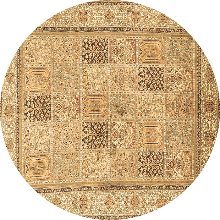 Round Persian Brown Traditional Rug, tr996brn