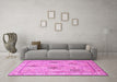 Machine Washable Persian Pink Traditional Rug in a Living Room, wshtr996pnk