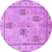 Round Machine Washable Persian Purple Traditional Area Rugs, wshtr996pur