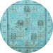 Round Machine Washable Persian Light Blue Traditional Rug, wshtr996lblu