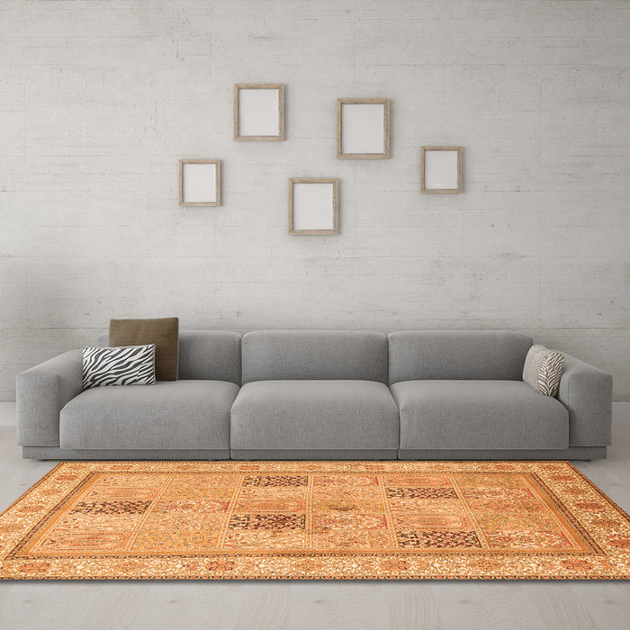 Machine Washable Persian Orange Traditional Area Rugs in a Living Room, wshtr996org