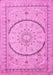 Machine Washable Medallion Pink Traditional Rug, wshtr997pnk