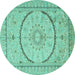 Round Medallion Turquoise Traditional Rug, tr997turq