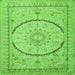 Round Machine Washable Medallion Green Traditional Area Rugs, wshtr997grn