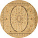 Round Machine Washable Medallion Brown Traditional Rug, wshtr997brn