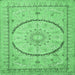 Square Medallion Emerald Green Traditional Rug, tr997emgrn