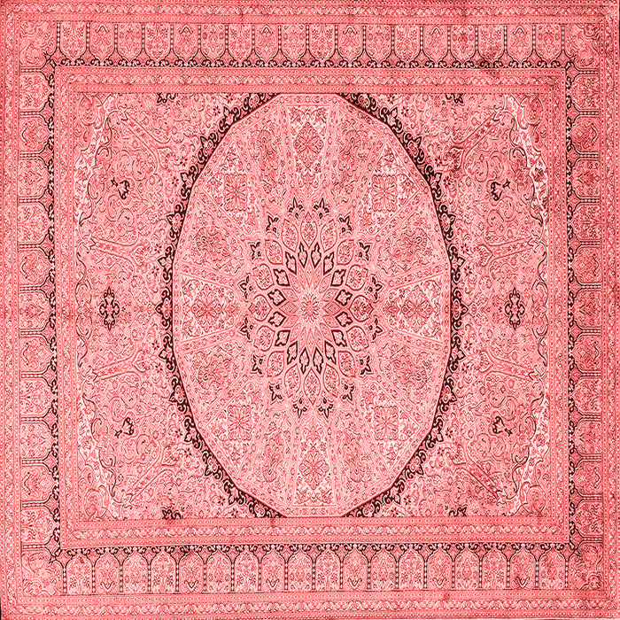 Machine Washable Medallion Red Traditional Rug, wshtr997red