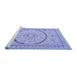 Sideview of Machine Washable Medallion Blue Traditional Rug, wshtr997blu