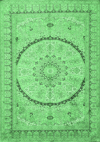 Medallion Emerald Green Traditional Rug, tr997emgrn