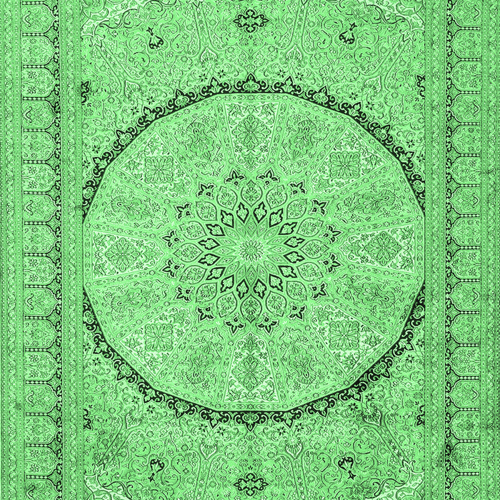 Medallion Emerald Green Traditional Rug, tr997emgrn