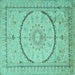 Square Medallion Turquoise Traditional Rug, tr997turq