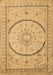 Machine Washable Medallion Brown Traditional Rug, wshtr997brn