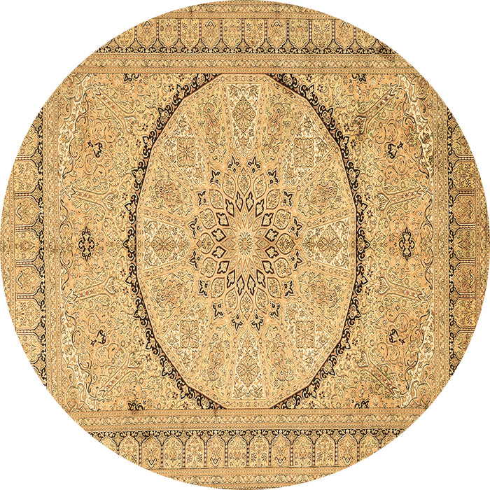 Round Medallion Brown Traditional Rug, tr997brn