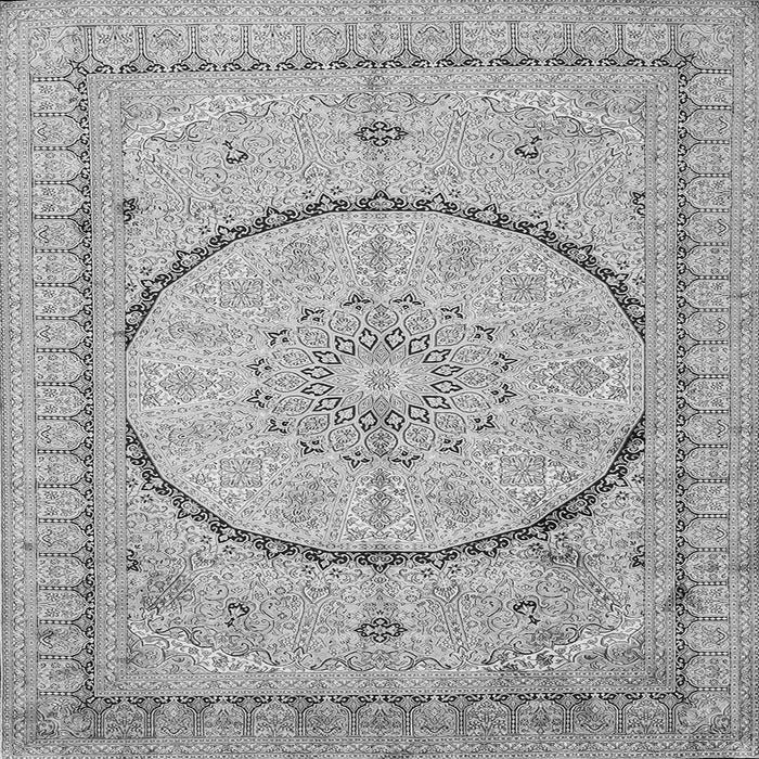 Round Machine Washable Medallion Gray Traditional Rug, wshtr997gry