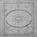 Round Machine Washable Medallion Gray Traditional Rug, wshtr997gry