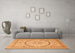 Machine Washable Medallion Orange Traditional Area Rugs in a Living Room, wshtr997org