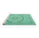 Sideview of Machine Washable Medallion Turquoise Traditional Area Rugs, wshtr997turq