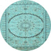 Round Medallion Light Blue Traditional Rug, tr997lblu