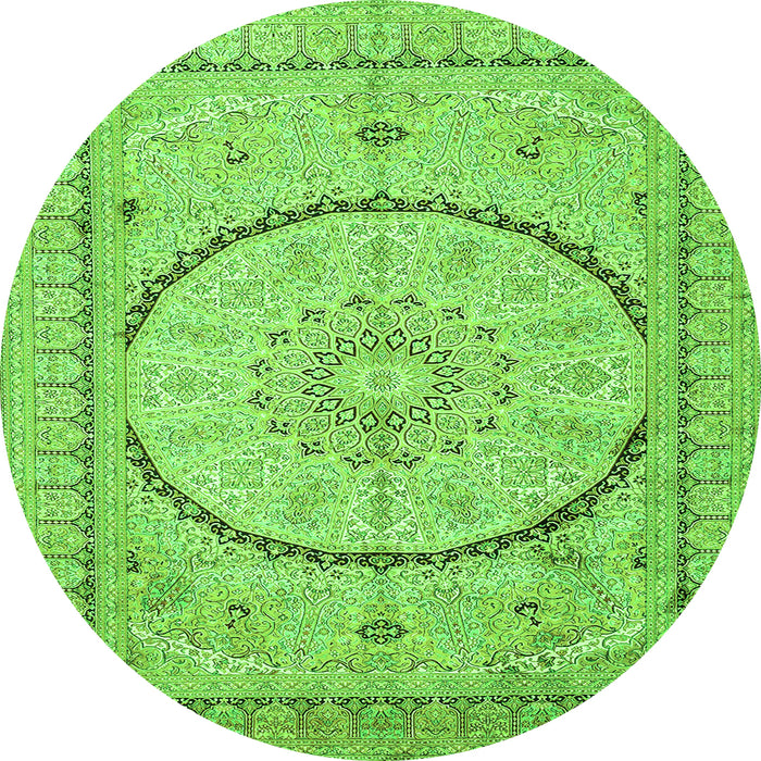 Square Medallion Green Traditional Rug, tr997grn