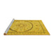 Sideview of Machine Washable Medallion Yellow Traditional Rug, wshtr997yw