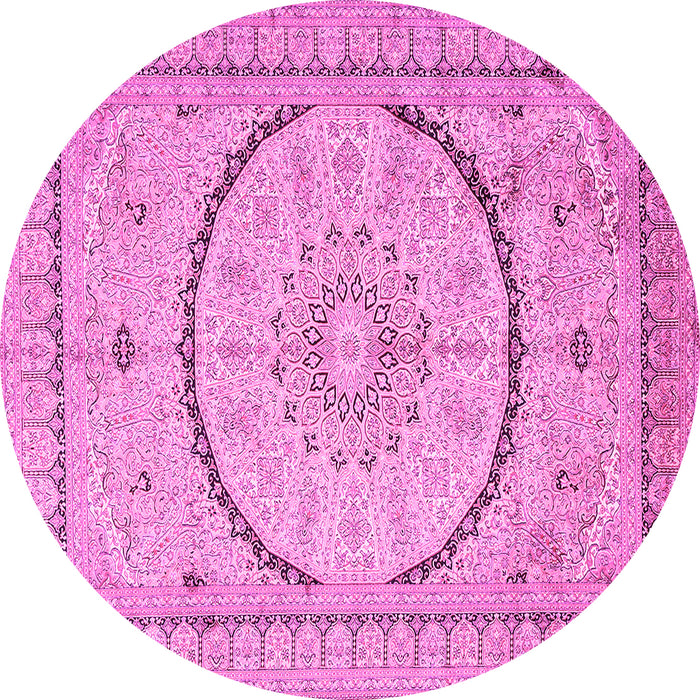 Round Medallion Pink Traditional Rug, tr997pnk