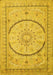 Machine Washable Medallion Yellow Traditional Rug, wshtr997yw