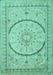 Machine Washable Medallion Turquoise Traditional Area Rugs, wshtr997turq