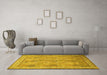 Machine Washable Persian Yellow Traditional Rug in a Living Room, wshtr998yw