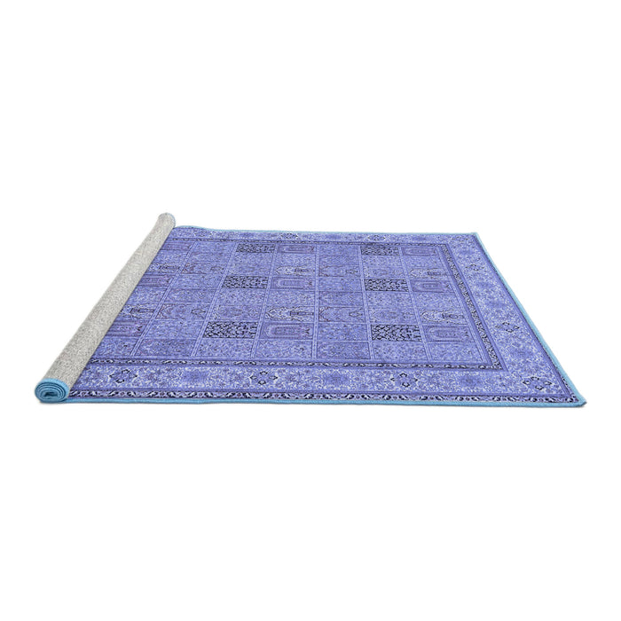 Sideview of Machine Washable Persian Blue Traditional Rug, wshtr998blu