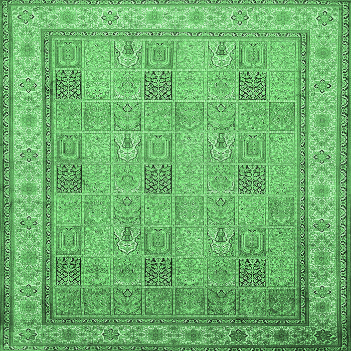 Square Persian Emerald Green Traditional Rug, tr998emgrn