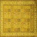 Square Machine Washable Persian Yellow Traditional Rug, wshtr998yw