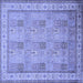 Square Machine Washable Persian Blue Traditional Rug, wshtr998blu