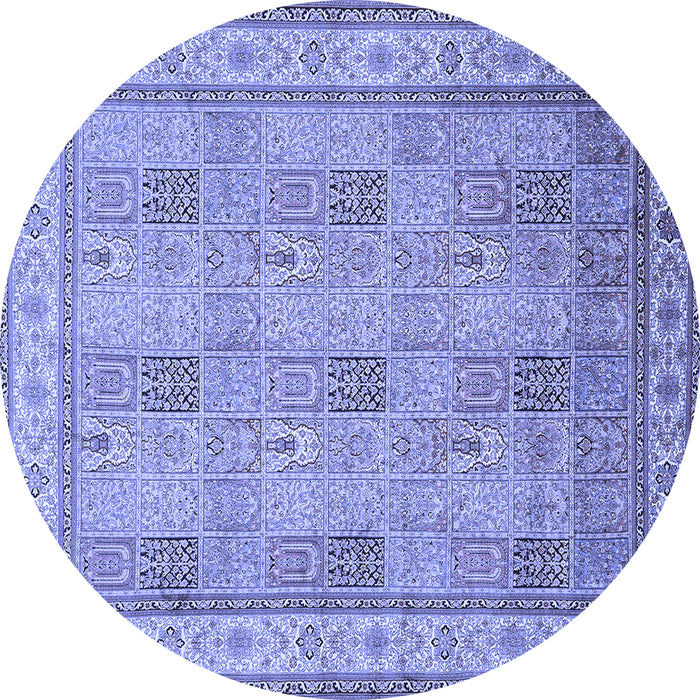 Round Machine Washable Persian Blue Traditional Rug, wshtr998blu
