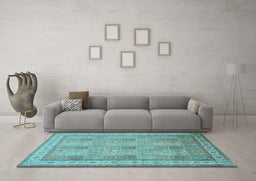 Machine Washable Persian Light Blue Traditional Rug in a Living Room, wshtr998lblu