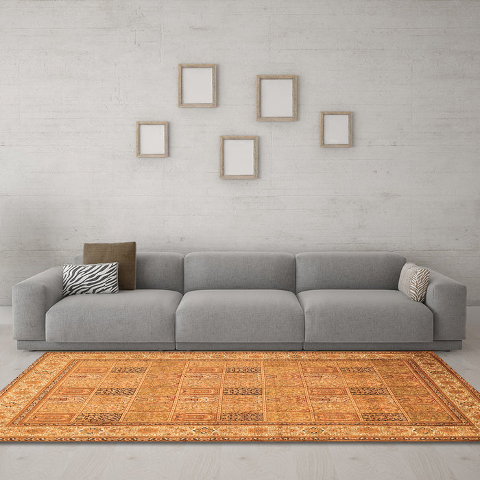 Machine Washable Persian Orange Traditional Area Rugs in a Living Room, wshtr998org