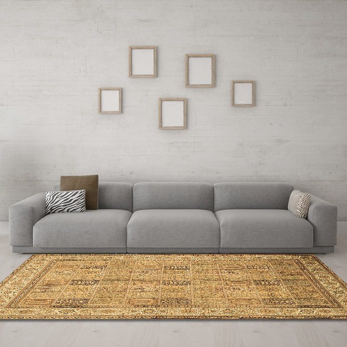 Machine Washable Persian Brown Traditional Rug in a Living Room,, wshtr998brn