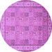 Round Machine Washable Persian Purple Traditional Area Rugs, wshtr998pur