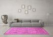 Machine Washable Persian Pink Traditional Rug in a Living Room, wshtr998pnk